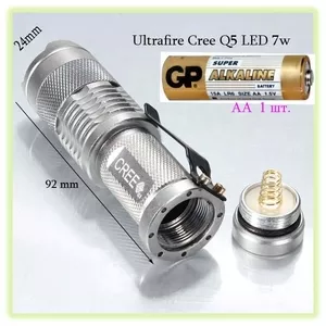 Фонарь Супер яркий 1800 Lumen CRE E XM-L T6 LED 18650 с зумированием!!